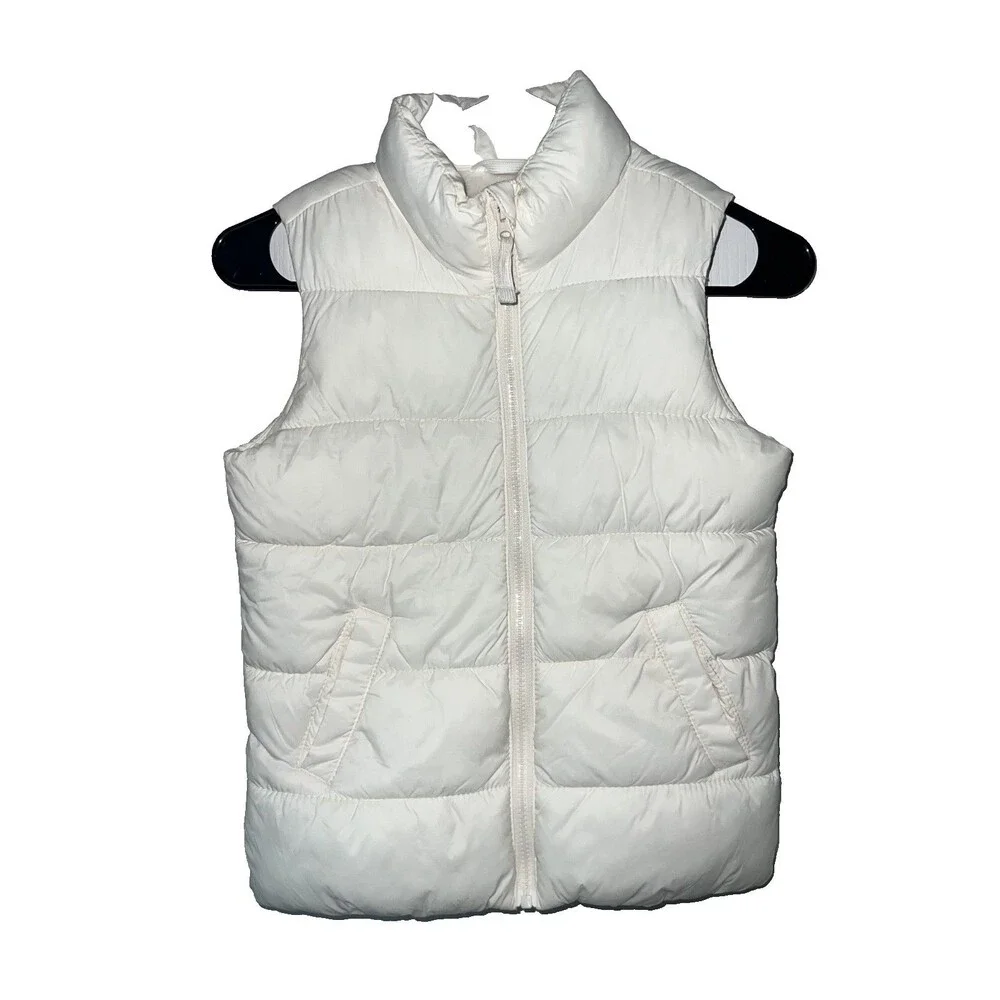 Old‎ Navy Girls Puffer Vest Winter White Size Medium (8) Hiking Skiing Fall